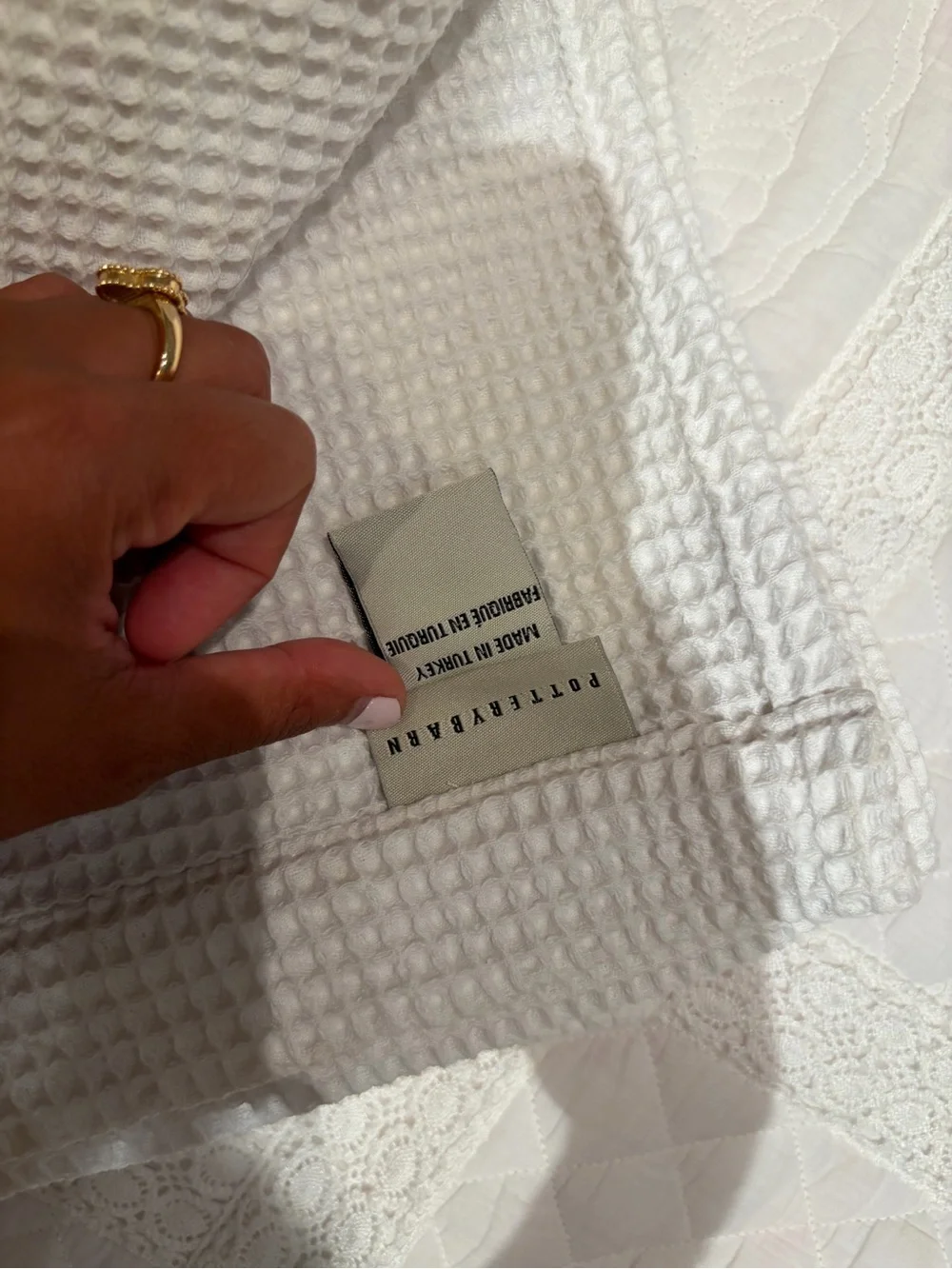 Pottery Barn Waffle Weave Cotton Shower Curtain - White